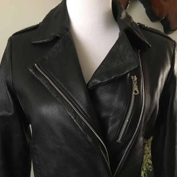 2X๐นHOST PICK- WILSON LEATHER BLACK MOTTO JACKET" / NEW CONDITION/ SIZE S - Picture 3 of 4